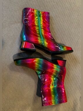 Rainbow Holographic Ankle Boots - NWOT Size 9.5